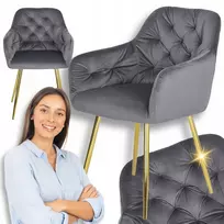 Elitiniai Baldai Minkšta veliūrinė virtuvės kėdė Glamour Raya, pilka