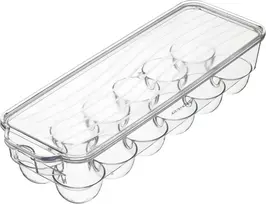 Kitchen Craft Kitchencraft plastikinis kiaušinių laikiklis su dangteliu, tinkamas šaldytuvui, 32,5 x 11,5 cm (13" x 4,5") - skaidrus