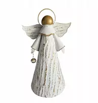 Angel dekoratyvinis kalėdinis baltas metalinis angelas