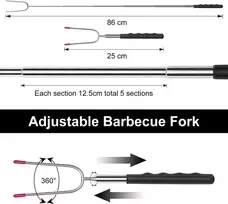 Nerūdijančio plieno iešmai, 6 vnt. šašlykų šakės, ištraukiamos Bbq šakės su šepečiu, grilio lazdelės, zefyrų skrudintuvas, laužo stovyklavimo lazdelės, 85 cm, ypač ilgos kukurūzams, dešrainiams