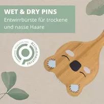 Parsa Beauty Nature Kids šepetys lengvam sausų ir šlapių plaukų iššukavimui su koalos atspaudu - bambukinis plaukų šepetys vaikams, skirtas sausiems ir šlapiems plaukams (su rankena)