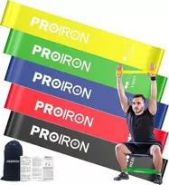Proiron treniruočių gumų rinkinys su 5 stiprumo pasipriešinimo juostomis, skirtas raumenų auginimui, pilates, jogai, gimnastikai ir crossfit