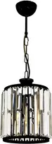 Modernus šviestuvas su metaliniu korpusu ir kristalų gaubtu, 70 cm aukščio, 20 cm skersmens, juodos ir aukso spalvos, E27 lizdas, maks. 40 W, Glamūrinis industrinis dizainas viešbučiams ir namams