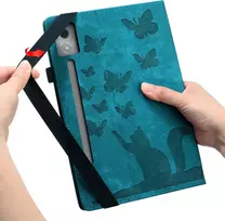 Auslbin reljefinis dėklas, suderinamas su Lenovo Idea Tab Pro 12.7, drugelių ir kačių tematikos retro Pu odinis planšetinio kompiuterio apsauginis dėklas, skirtas Lenovo Idea Tab Pro/p12 2025, žalias