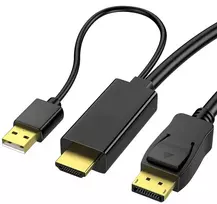 Reagle hdmi į displayport kabelis 4k 60hz - vienkartinis perdavimas, plug & play, usb-a maitinimo šaltinis, itin aukšta rezoliucija žaidimams, namų biurui ir multimedijai - 1.8 m