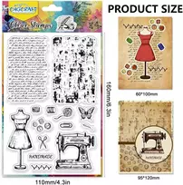 Chgcraft vintažiniai siuvimo teksto skaidrūs antspaudai manekeno siuvimo mašina skaidrus silikoninis antspaudas retro fono skaidrus antspaudas kortelių gamybai dekoravimui scrapbooking'ui