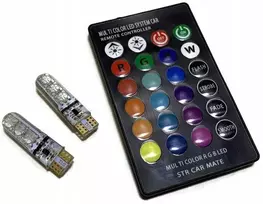 W5w Led Rgb lemputės su pulteliu, 12v