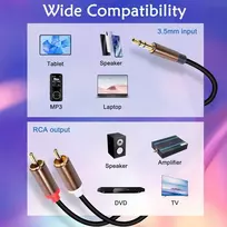 Meiriyfa rca į jack kabelis, 3,5 mm jack kištukas į 2x rca male y adapterio kabelį jack kabelis išmaniesiems telefonams, garsiakalbiams, planšetiniams kompiuteriams, hdtv, namų kinui - 3m