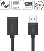 Unitek Y-c447gbk Usb 2.0 A Male į Usb A Female prailginimo laidas 0.5 m juodas, skirtas spausdintuvui, klaviatūrai, kortelių skaitytuvui ir kt.