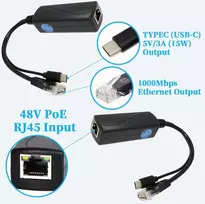 2.5g Poe Splitter Type-c 5v/3a, 48v Poe į Usb-c 5v/3a