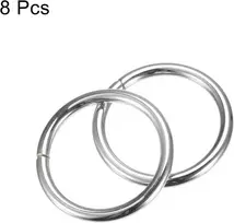 Sourcing map metaliniai o žiedai, 8 vnt., 32 mm (1.26 colio) vidinis skersmuo, 3.8 mm storio universalūs nesuvirinti o žiedo sagtys amatų diržų rankinių krepšių gamybos aparatūrai, sidabro spalvos