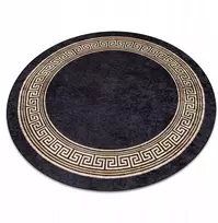 Plaunamas kilimas neslystantis apvalus Greek rėmelis juodas/auksinis apskritimas 200 cm