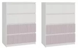 Top E Shop 2x Topeshop Komoda Malwa su 4 stalčiais 70x97x40cm Arteso Rožinė spalvos rožinė