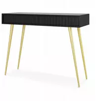 Selsey Bello kosmetinis staliukas 104 cm, juodas su auksinėmis kojomis