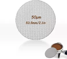 Puck filtras, kavos portafiltras Puck sietelis maistinės klasės nerūdijančio plieno kavos paruošimo filtro sietas 50 μm filtro smulkumas (53,5 mm)
