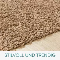 Surya Home Shaggy Berber kilimas – pūkuotas kilimas svetainei, valgomajam, miegamajam, ilgo plauko aukšto plauko kilimas pūkuotas – didelis kilimas 120 cm apvalus, šviesiai smėlio spalvos kilimas svetainei