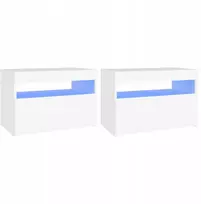 Naktiniai staliukai su Led apšvietimu, 2 vnt., balti