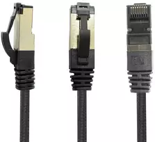 1,5 m - juodos spalvos medvilninis cat 6a patch kabelis juodas - 10 vnt. tinklo kabelio audinio medvilninis apvalkalas cat 6 a kabelis rj 45 lan ethernet patch kabelis 500 mhz 10gb s - 10 x 1,5 m