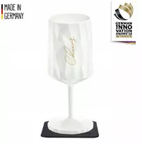 Magnetinė vyno taurė Silwy, balta, 300 ml, su nano geliu padėkliuku