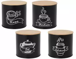 Brunbeste Rinkinys 4 indelių kavai, arbatai, cukrui, druskai - juodas bambukas