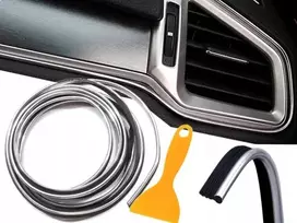 Dekoratyvinė chromo sidabro juostelė automobiliui 5 metrai