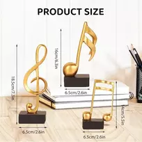 Yunjuhop modernios muzikos natų statulos vakarėliams, renginiams, stalo muzikos natų dekoracijos, rankų darbo muzikos dekoracijos televizoriaus stendui, knygų lentynai, vonios kambario muzikos kambario dekoras (auksinis), 3 vnt.