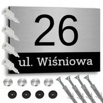 Aliumininė adreso lentelė namo numeris gatvės pavadinimas sidabrinė 30x20