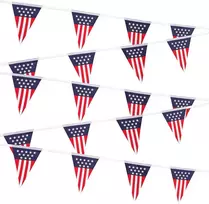 Tatuo Amerikos Jav vėliavų vėliavėlės vakarėlio reklaminė juosta 10 m/33 pėdų dekoravimo priedai Jav patriotinė vėliavėlių reklaminė juosta Nepriklausomybės dienos dekoracija Jav vėliavėlių reklaminė juosta su 20 vėliavų