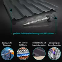 Vooxa 50 vnt. savaime gręžiančių trapecinių sriegių 4,8 x 60 mm su Epdm sandarinimo poveržle, cinkuotas plienas Ral7024 grafito pilka, šešiabriaunė galvutė Sw8