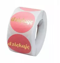 Dekoratyviniai apvalūs lipdukai 3,8 cm Dziękuję 500 vnt.