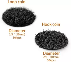 Janyun Juostelių rinkinys, 1008 juodos spalvos velcro lipdukai, lipnūs, 10 mm, dvipusiai, apvalūs velcro lipdukai rankdarbiams