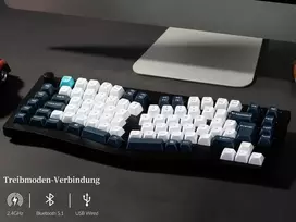 Keychron Q10 Max Alice 75% De-iso išdėstymas, belaidė mechaninė klaviatūra su pasukamuoju регуliatoriumi, Qmk/via programuojama, 2.4ghz/bluetooth/laidinis ryšys Gateron Raudona Switch