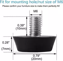 Sourcing map reguliuojamos baldų kojelės 2 vnt. M6 x 10 x 20 mm buitinių baldų reguliuojamos pasvirusios išlyginimo kojelės grindų apsauga