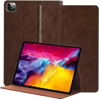 Nanruil dėklas, skirtas ipad pro 12.9 colių 6-osios/5-osios/4-osios/3-iosios kartos 2022/2021/2020/2018, natūralios odos planšetinio kompiuterio apsauginis dėklas, automatinis pažadinimas/užmigdymas, tamsiai ruda