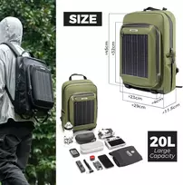 Rockbros Saulės Įkrovimo Kuprinė 20l su 14w Panelė, Usb