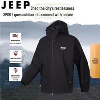 JEEP SPIRIT Unisex Casual Hooded Windbreaker Jacket 3XL juoda