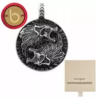 Vyriškas skandinaviško stiliaus vilkų pakabukas Vikings, chirurginis plienas, Blingart