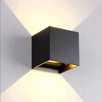 Chiaro Lauko fasado šviestuvas su 2 Led, kvadratinis sieninis šviestuvas, šiltai balta juoda spalva, 7w