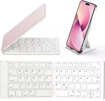 Samsers sulankstoma bluetooth klaviatūra - nešiojama belaidė klaviatūra su stovo laikikliu, itin plona, kišeninio dydžio, suderinama su išmaniaisiais telefonais, planšetiniais kompiuteriais, nešiojamaisiais kompiuteriais, Ios, Android, Windows, miela roži