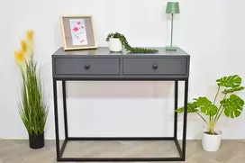 TV staliukas Tualetinis staliukas - konsolė, juodas rėmas + stalčiai antracito spalvos - modelis Iii