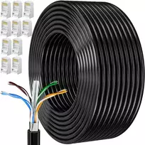 Lan kabelis Cat 6, 50 metrų, Ftp, juodas