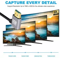 Aisens Hdmi 2.1 Kabelis 90° Kampu 8k 60hz 4k 120hz 48gbps 0.5m