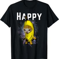 Bananinė Katė Laiminga Bananinė Katė Memas Kačiukų Mėgėjai Memas Marškinėliai XXXXXL juoda