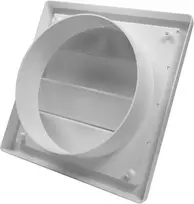Vent Systems 150 mm baltas ištraukimo gaubtas - džiovyklės gaubtas - ventiliacijos gaubtas - plastikinė oro tiekimo grotelė - 190 mm x 190 mm