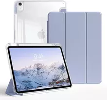 Zktuyu dėklas, skirtas Ipad Air 11 colių 7/6 (2025 M3/2024 M2)/10.9 colių 5/4 (2022/2020) su rašiklio laikikliu, trifold stovas, skaidrus galinis dangtelis, plonas stovas, planšetinio kompiuterio apsauginis dėklas (mėlynai pilkas)