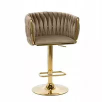 Velvetinis baro taburetė Rosa Gold Coffee/auksinė pynė atloše, skirta virtuvės salei