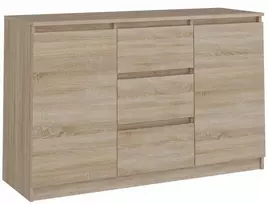 Komoda 2d3s 120cm ąžuolas sonoma spintelė 2 durų 3 stalčių svetainei