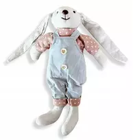 Velykinis zuikis - berniukas su mėlynomis sodo kelnėmis 33cm