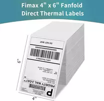 Fimax 4x6 colių terminės etiketės, 1000 lapų, pašto adresams