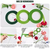 Uningyi 3 ritės floristinės juostos, 100 vienetų floristinės vielos floristinė maskavimo juosta floristinė viela žalia įstatoma viela, gėlių stiebų viela puokštėms ir gėlių amatams vynioti (27 m ritė)
